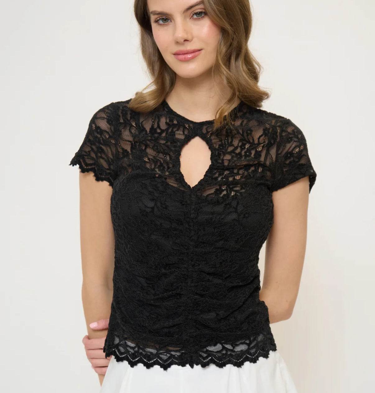 Stella Ruched Lace Top