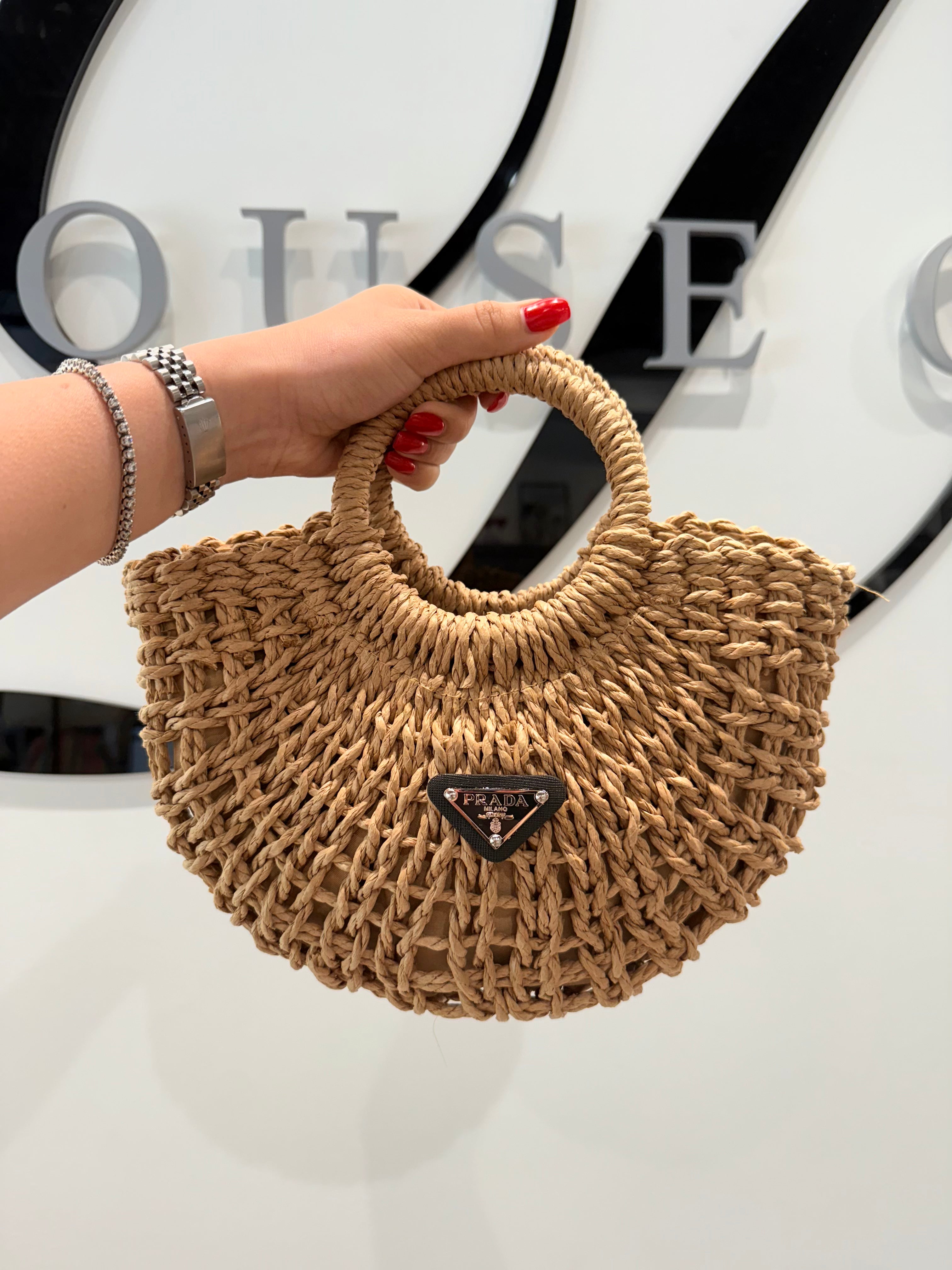 Prada Straw Bucket Bag