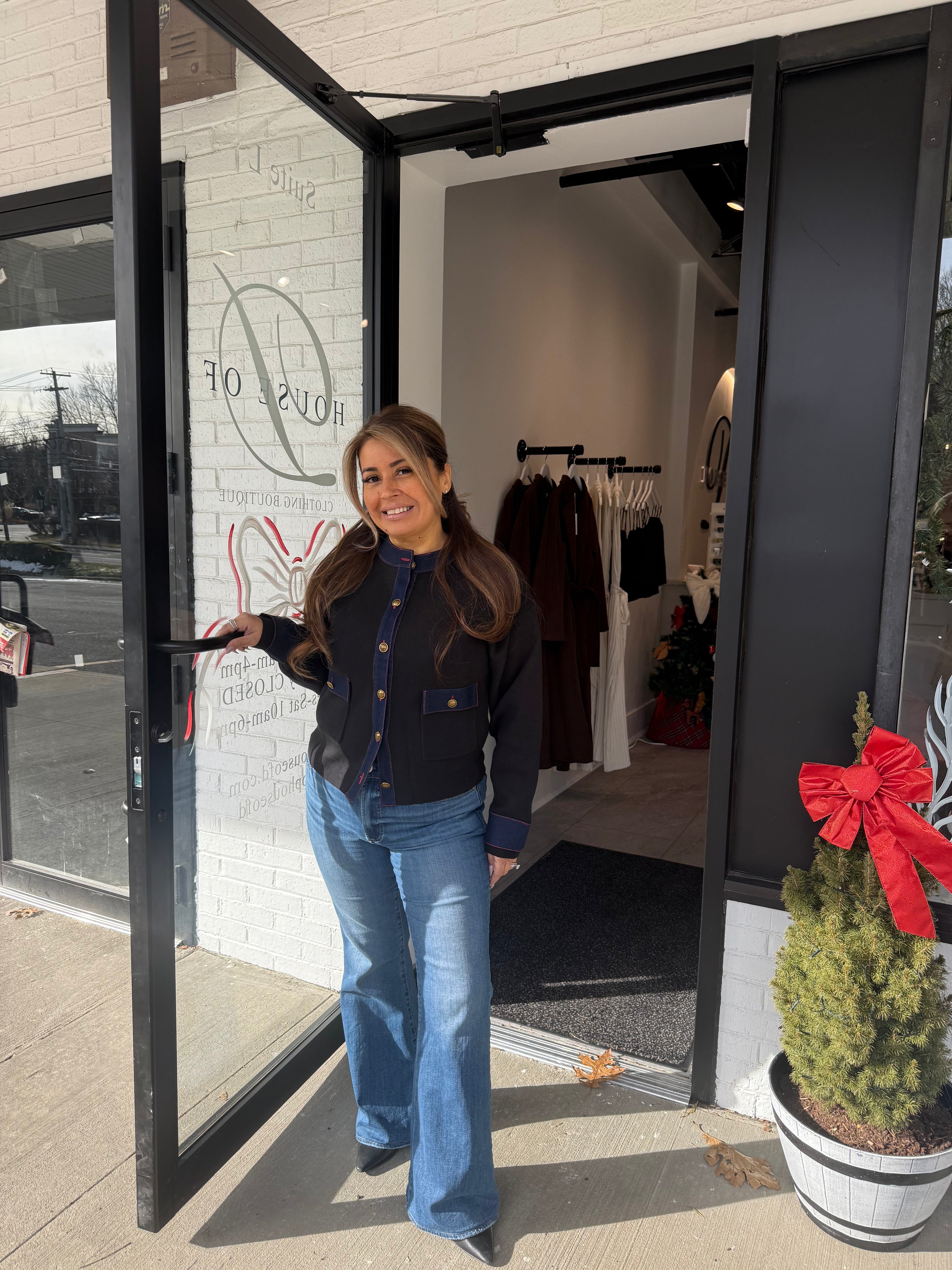 Lilia Denim Detail Knit Cardigan