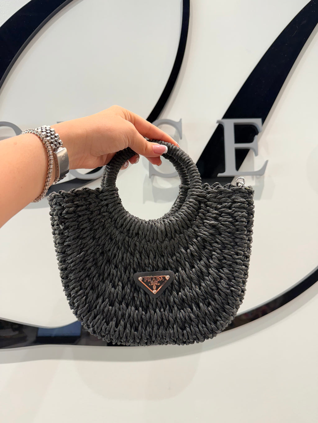 Prada Straw Bucket Bag