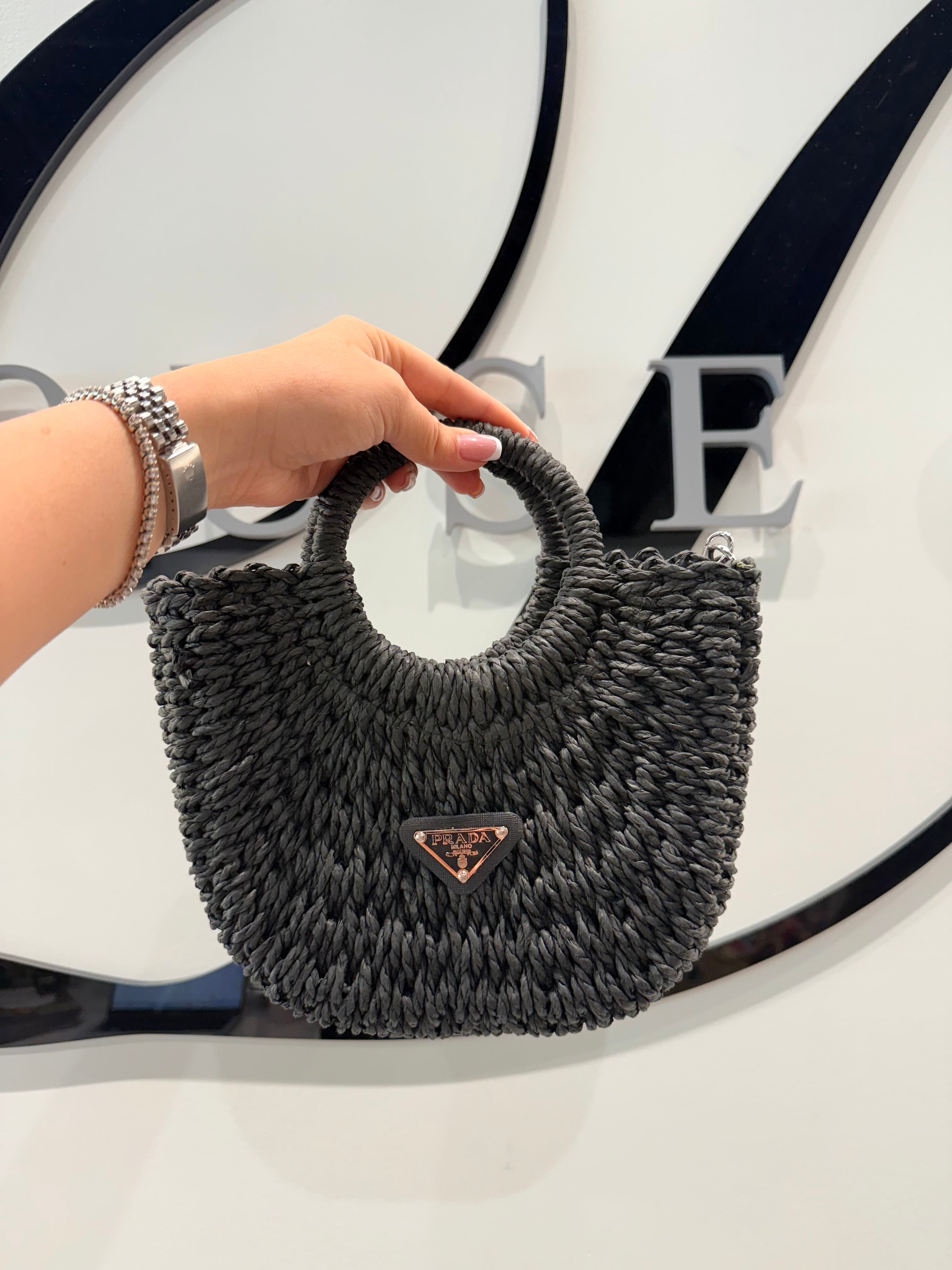 Prada Straw Bucket Bag