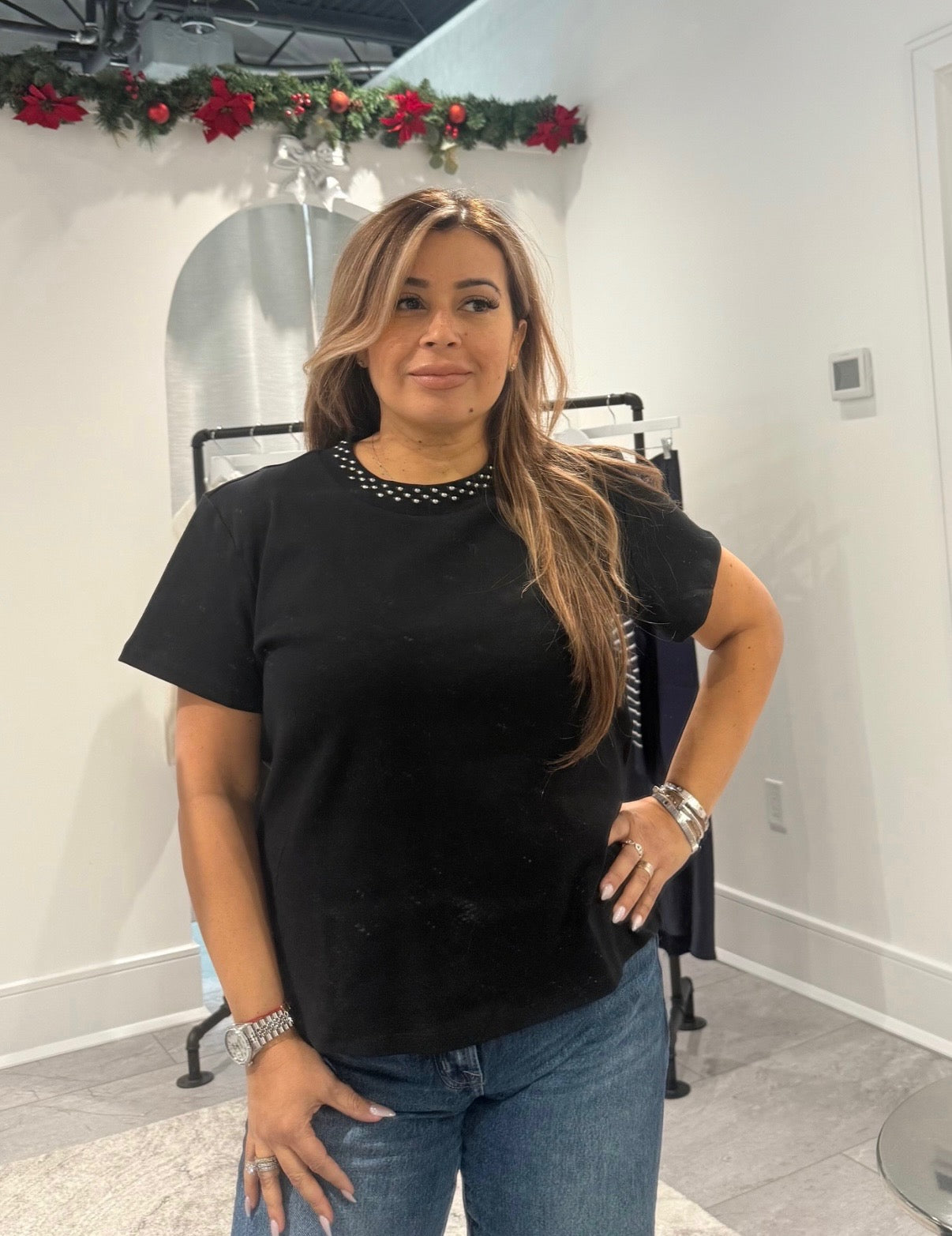 Paula Studded Collar Tee