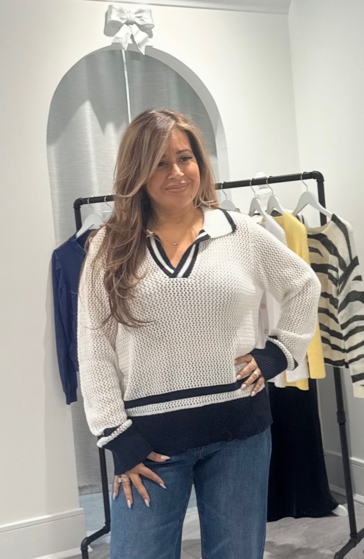 Polo Cropped Stripe Sweater