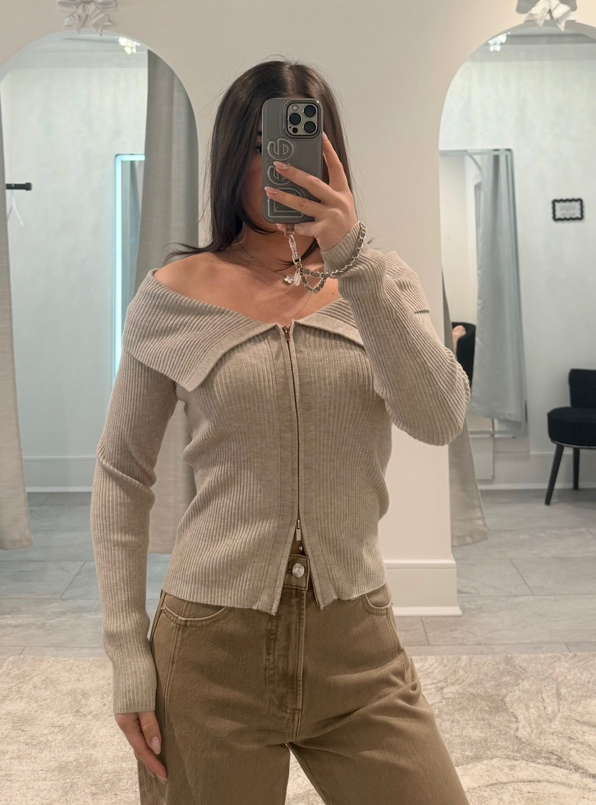 Hazel Zip Up Knit Top