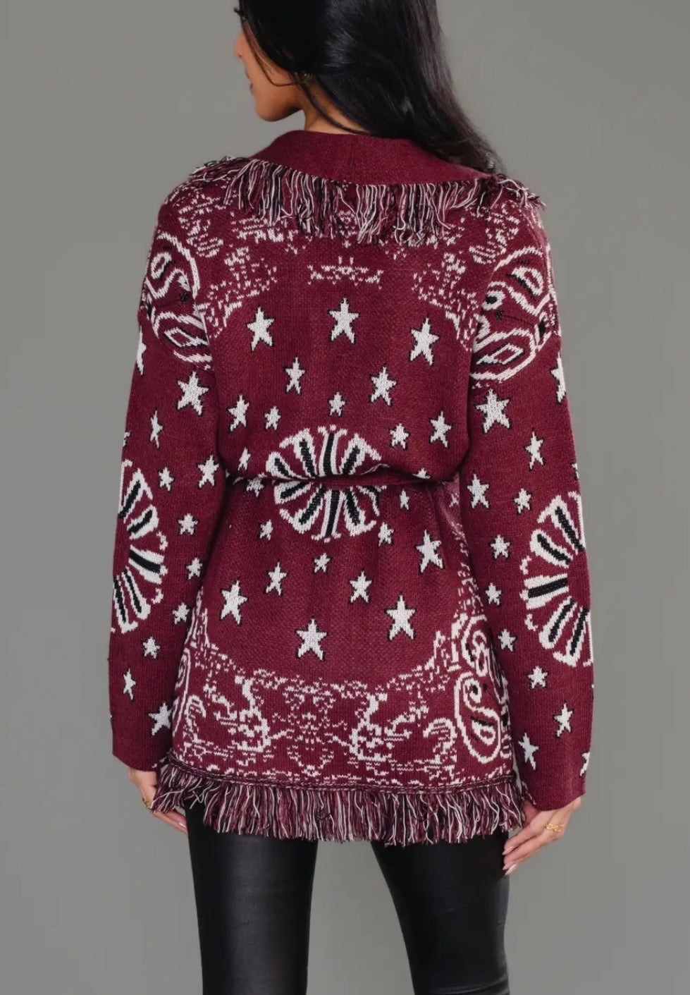 Tara Bandana Fringe Cardi