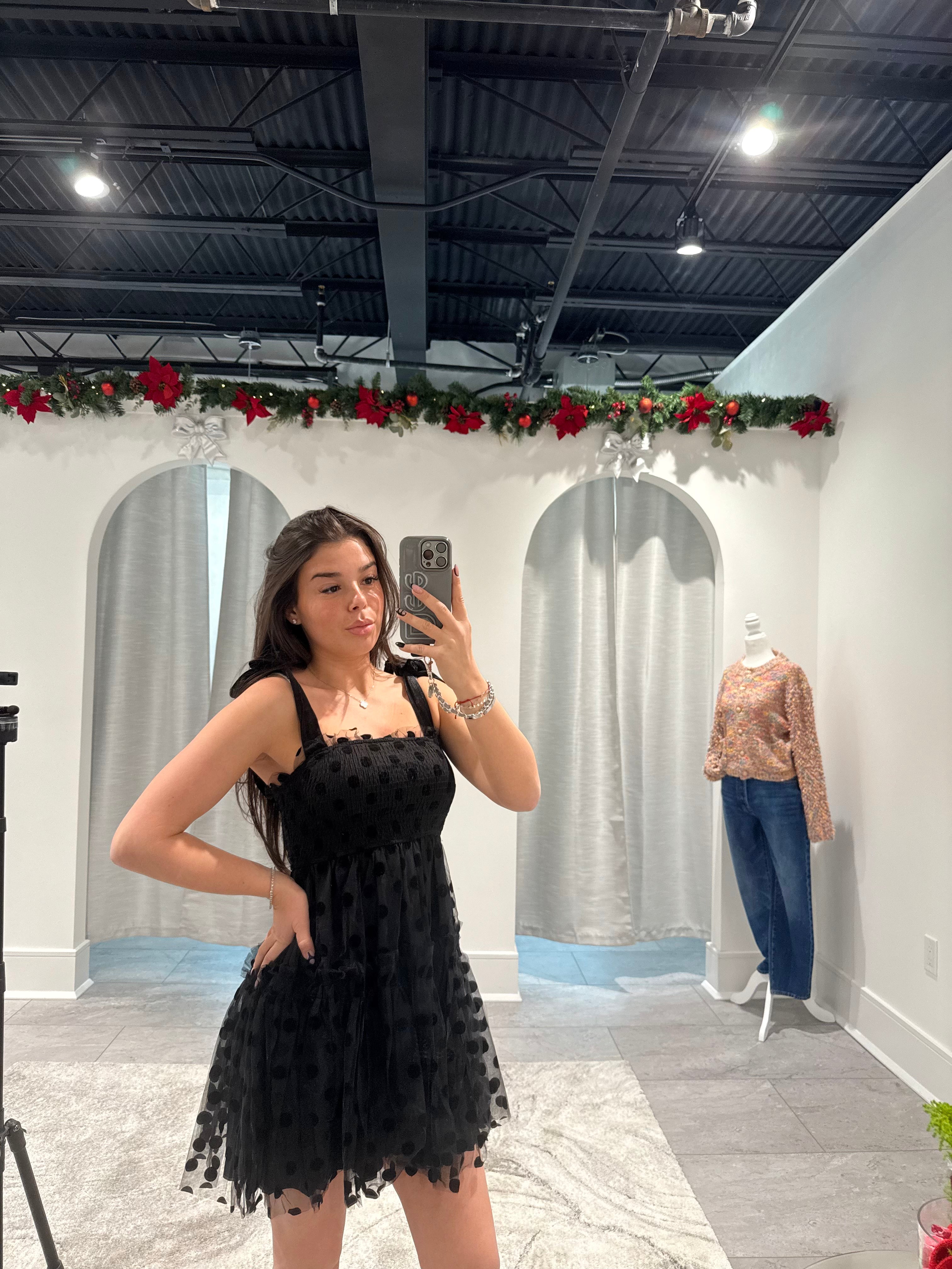 Polka Dot Velvet Tie Dress