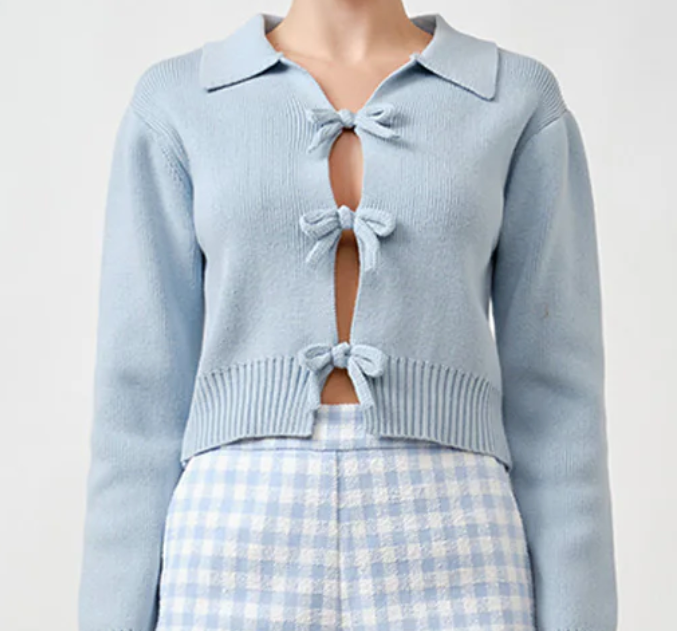 Collared Sweater With Bows