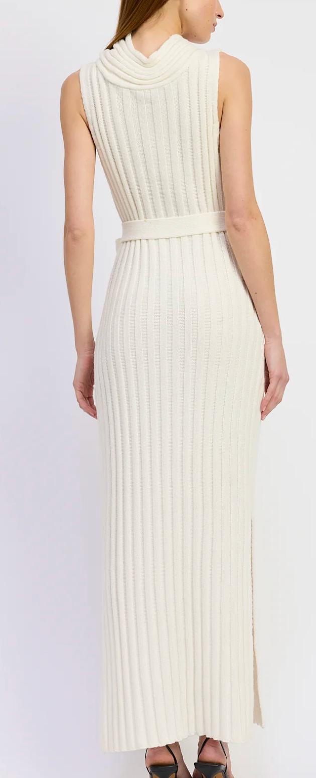 Snowflake Belted Maxi Sweater Dress