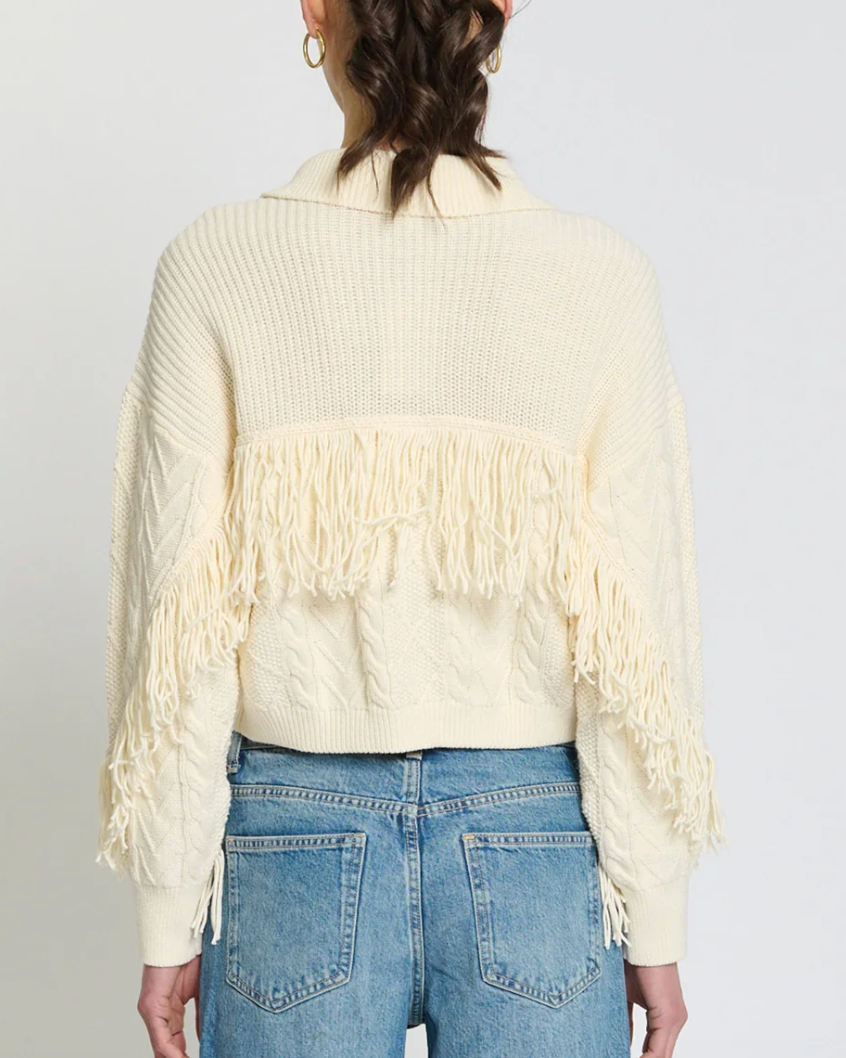 Penny Cable Fringe Cardi