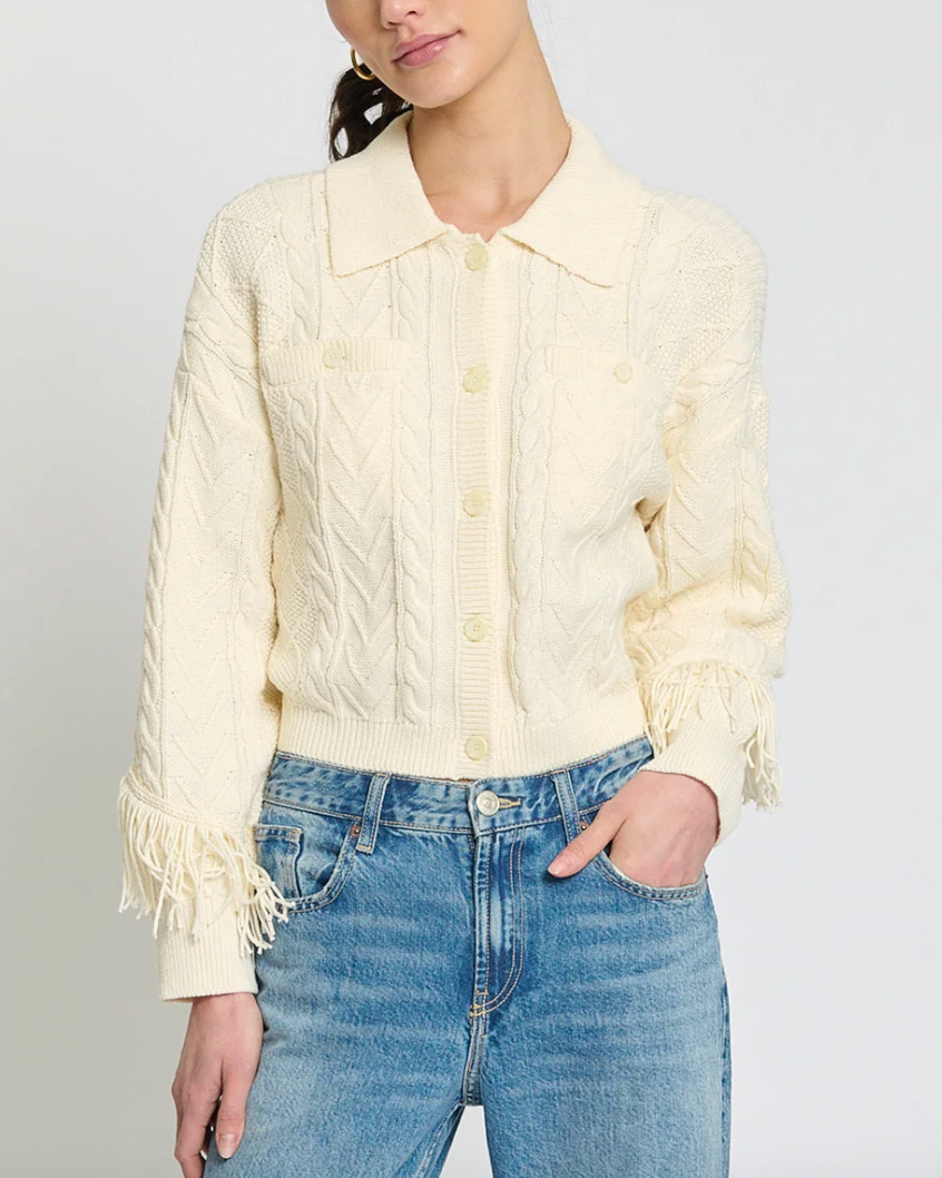 Penny Cable Fringe Cardi